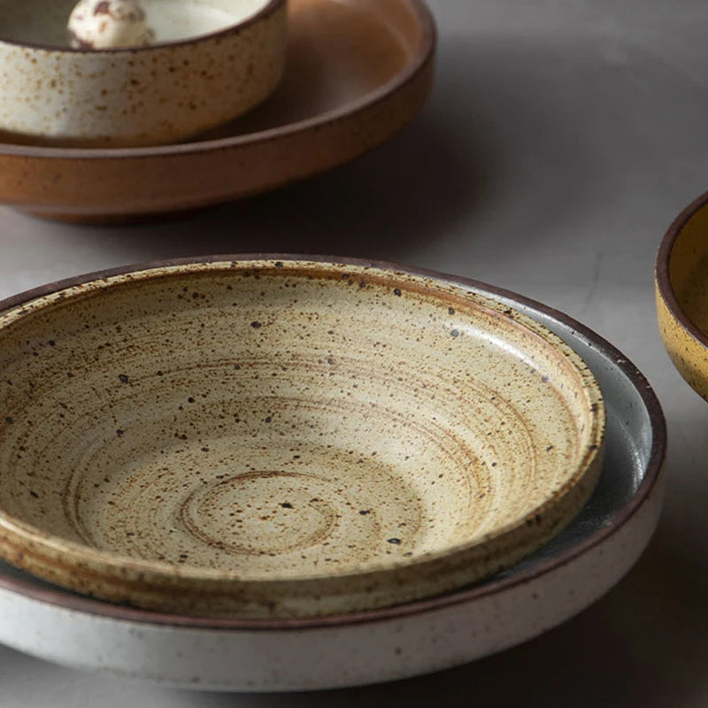 Nostalgic Japanese-inspired ceramic plate with traditional design and intricate patterns