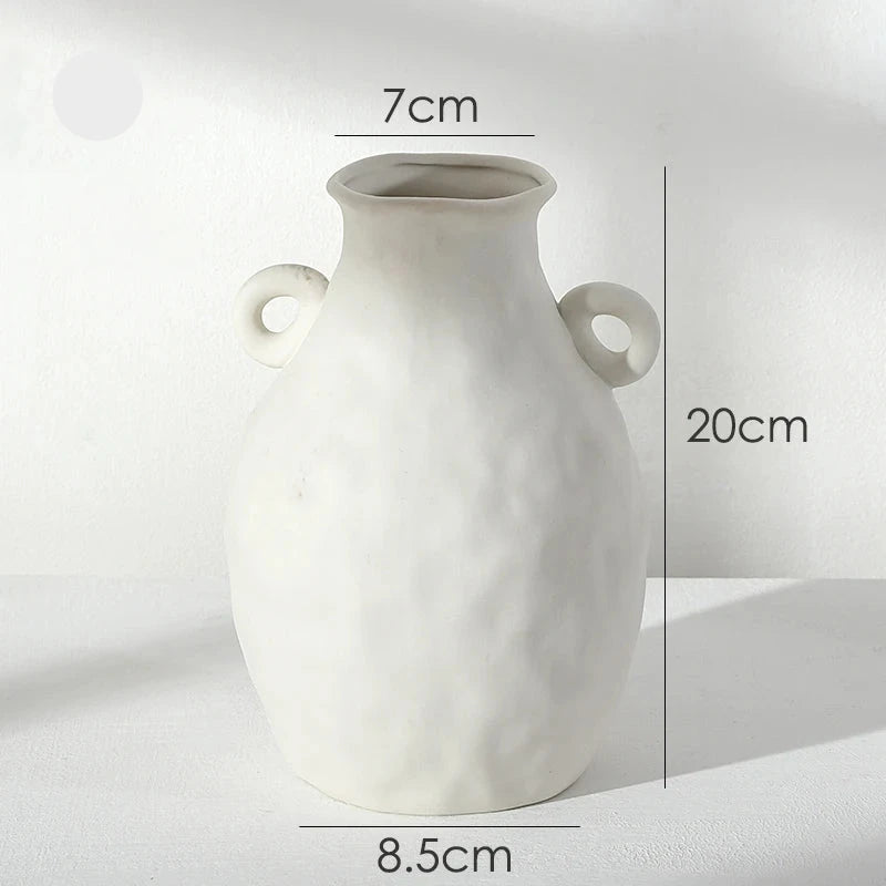 Set of 6 aesthetic white ceramic vases for modern home décor – handcrafted, minimalist vases for tabletop or hydroponic displays.