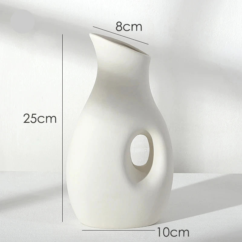 Set of 6 aesthetic white ceramic vases for modern home décor – handcrafted, minimalist vases for tabletop or hydroponic displays.