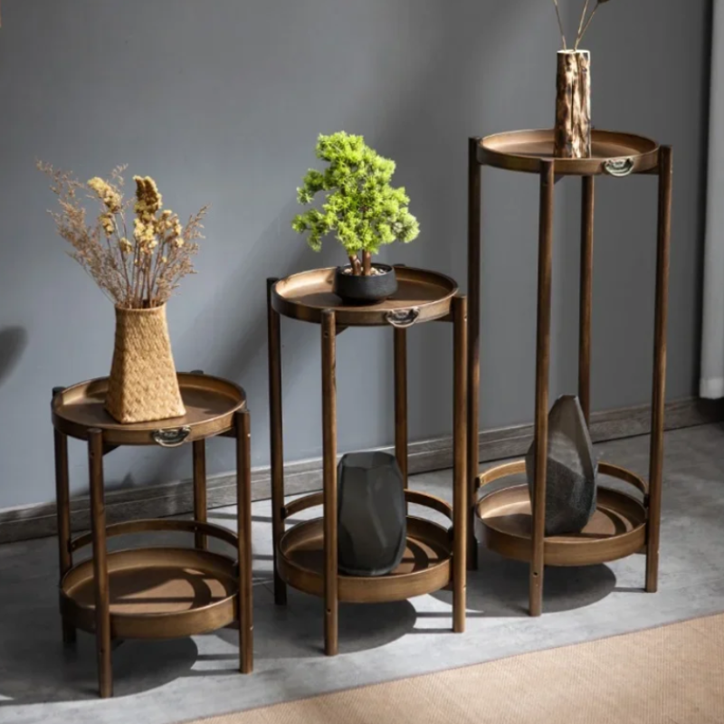 Bamboo stand with multi-layer shelves, perfect for plants, décor, or as a coffee table, combining classic Chinese design with modern function.