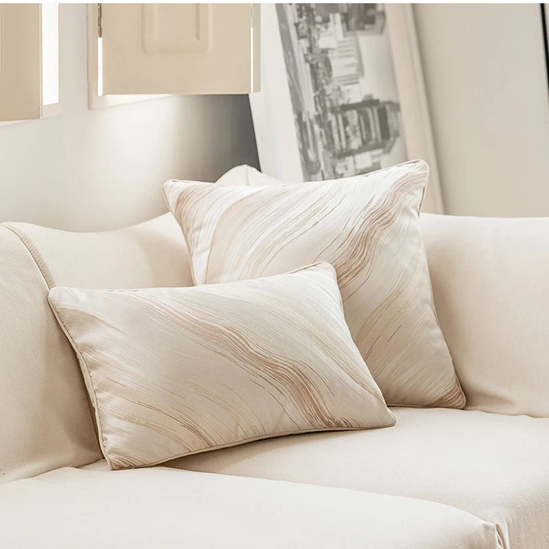 Beige light luxury cushion cover featuring a soft texture and elegant design, perfect for adding a touch of sophistication to any living space.