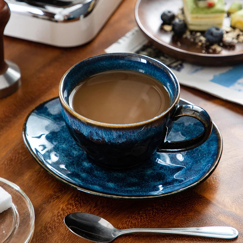 Chic Japanese pottery coffee cup set with elegant design and unique glaze finish