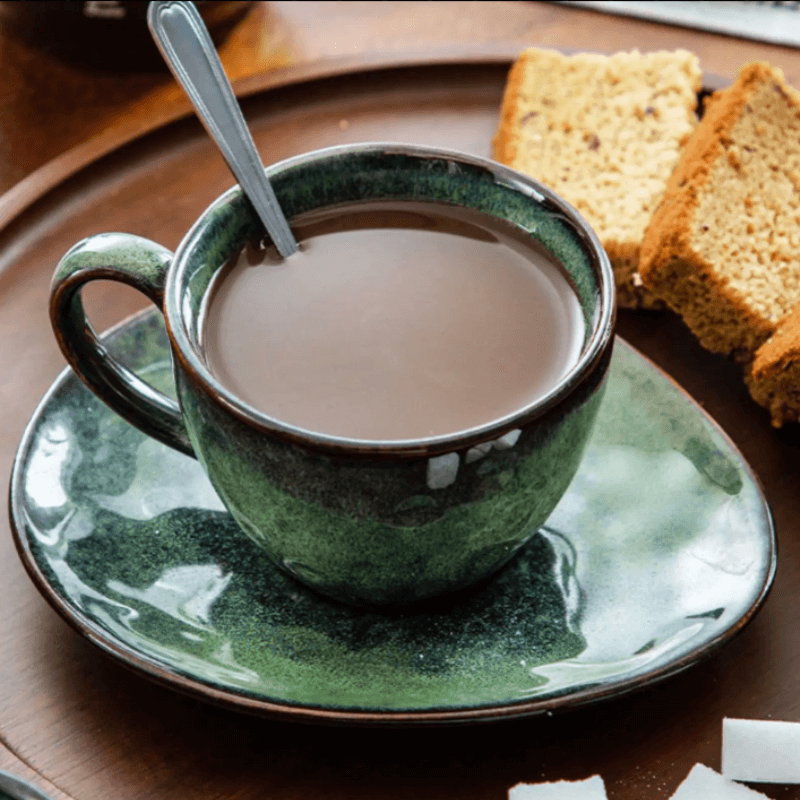 Chic Japanese pottery coffee cup set with elegant design and unique glaze finish