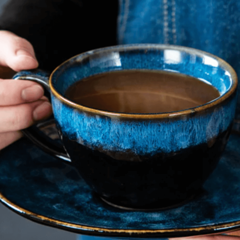 Chic Japanese pottery coffee cup set with elegant design and unique glaze finish