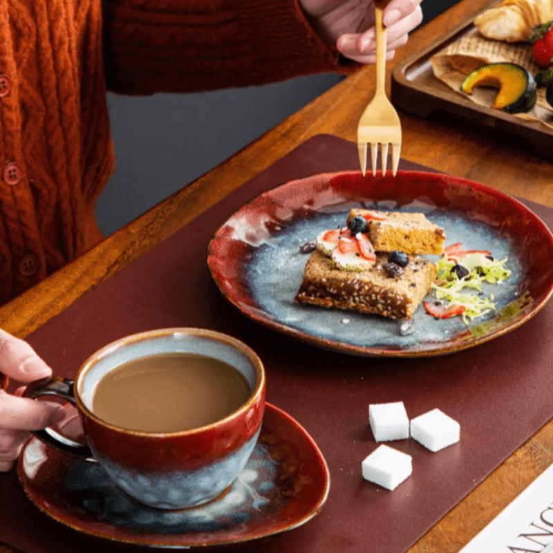 Chic Japanese pottery coffee cup set with elegant design and unique glaze finish