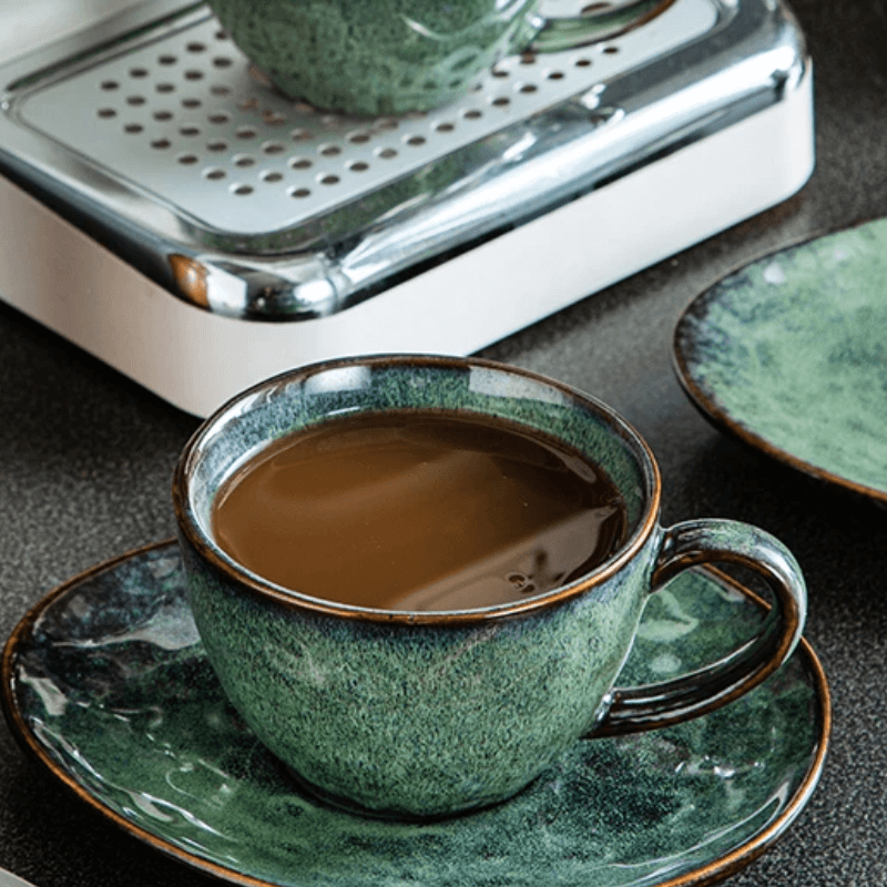 Chic Japanese pottery coffee cup set with elegant design and unique glaze finish