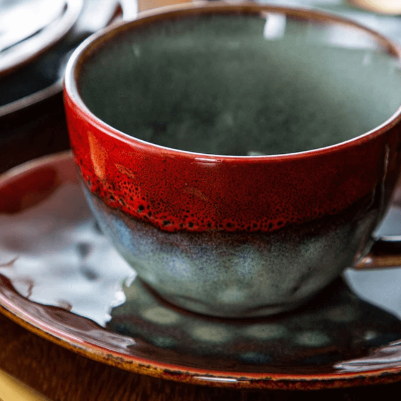 Chic Japanese pottery coffee cup set with elegant design and unique glaze finish