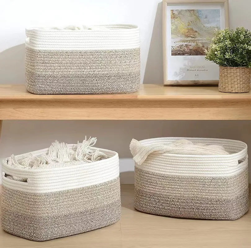 A classic woven basket made from cotton.