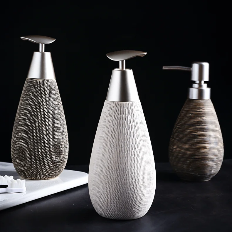 Elegant Ceramic Lotion & Soap Dispenser in modern design, suitable for lotion, shower gel, or hand sanitizer.