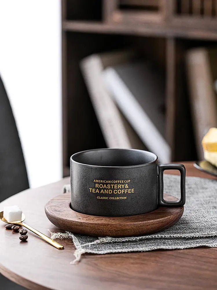 Elegant Rustic Ceramic Mug with Spoon - Modern Mug with Handy Spoon and Comfortable Handle, Combining Rustic Charm with Classic Design, Perfect for Cozy Coffee or Tea Time in Any Kitchen