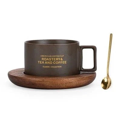 Elegant Rustic Ceramic Mug with Spoon - Perfect for Cozy Coffee or Tea Time in Any Kitchen