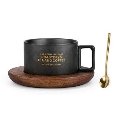 Elegant Rustic Ceramic Mug with Spoon - Modern Mug with Handy Spoon and Comfortable Handle, Combining Rustic Charm with Classic Design, Perfect for Cozy Coffee or Tea Time in Any Kitchen