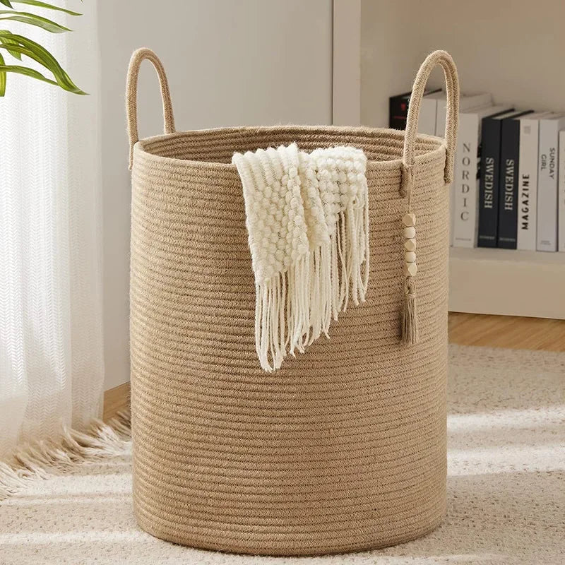 A large laundry hamper designed for family use, perfect for holding clothes and laundry items.