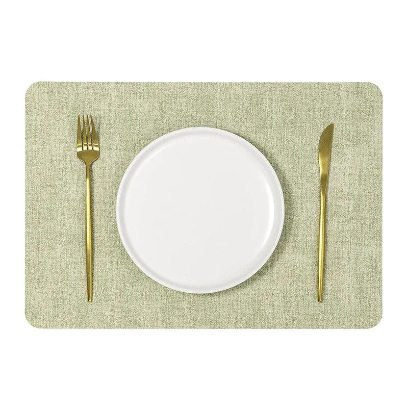 A faux letaher texture placemat on a dining table, perfect for protecting surfaces and adding a natural touch to your decor.