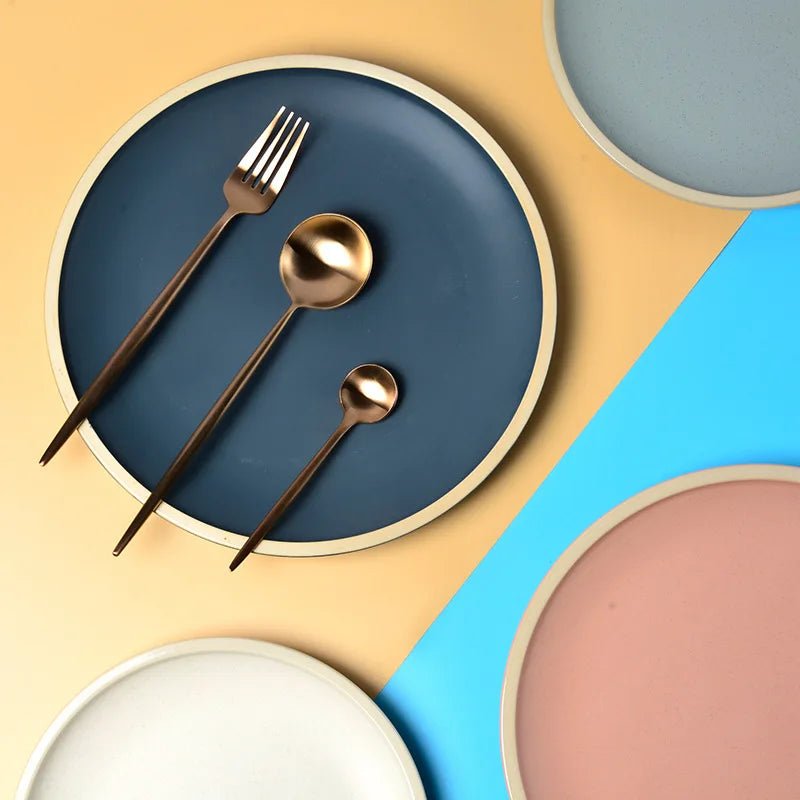 Japanese Solid Color Ceramic Tableware - Modern dinner plates in pastel tones