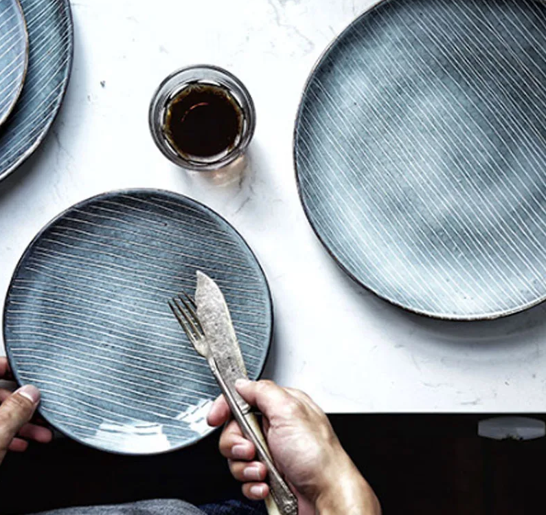 Japanese inspired ceramic plate with intricate design