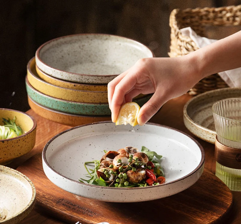 Nostalgic Japanese-inspired ceramic plate with traditional design and intricate patterns