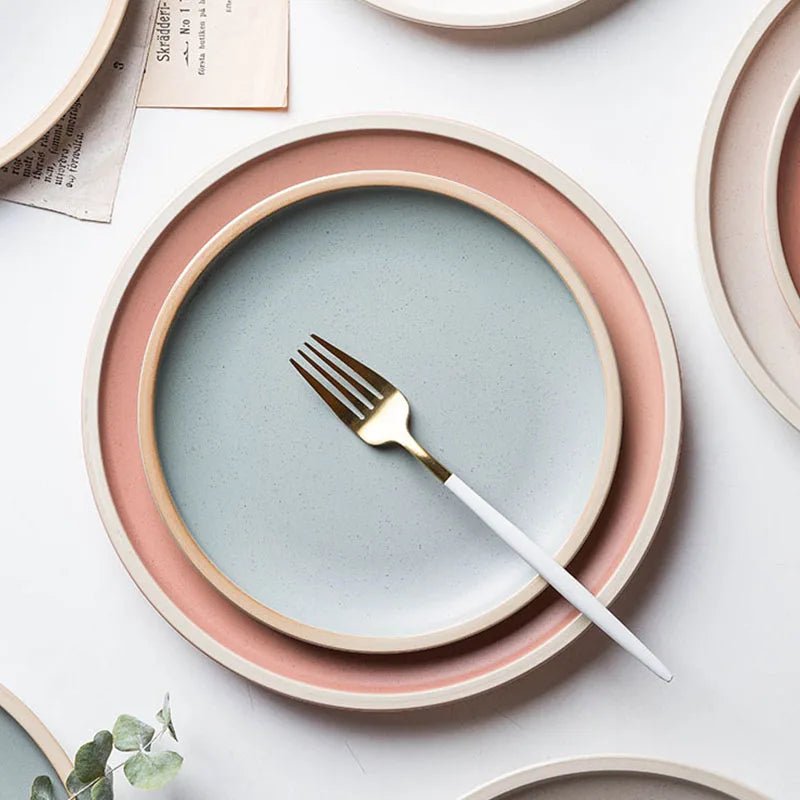 Japanese Solid Color Ceramic Tableware - Modern dinner plates in pastel tones