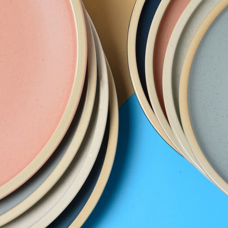 Japanese Solid Color Ceramic Tableware - Modern dinner plates in pastel tones