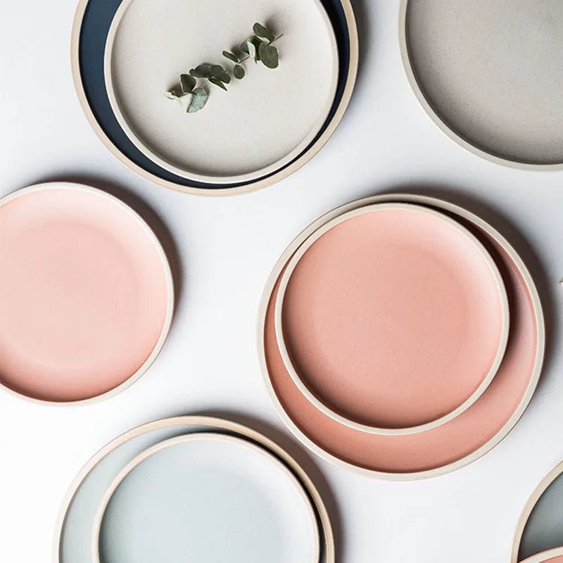 Japanese Solid Color Ceramic Tableware - Modern dinner plates in pastel tones