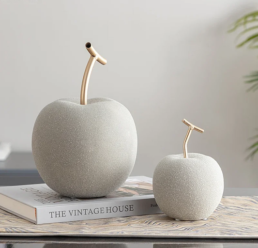 Minimalist Apple Fruit Decor - Elegant Ceramic Sculpture for Modern Home Decor