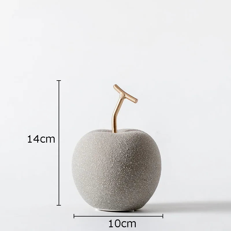 Minimalist Apple Fruit Decor - Elegant Ceramic Sculpture for Modern Home Decor