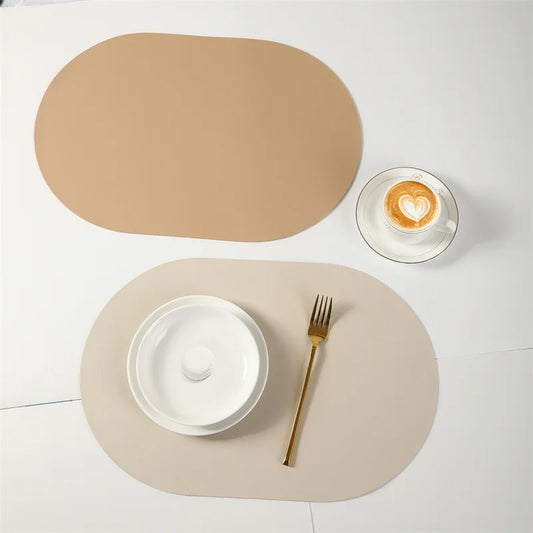 Minimalist Leather Placemat on a dining table, showcasing a sleek and modern design.