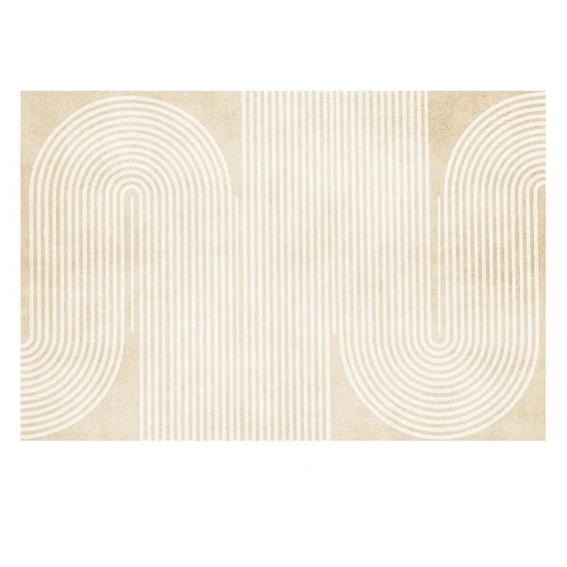 Minimalist Neutral Tone Plush Rug featuring abstract forms and soft textures, perfect for modern, boho, and minimalist interiors.