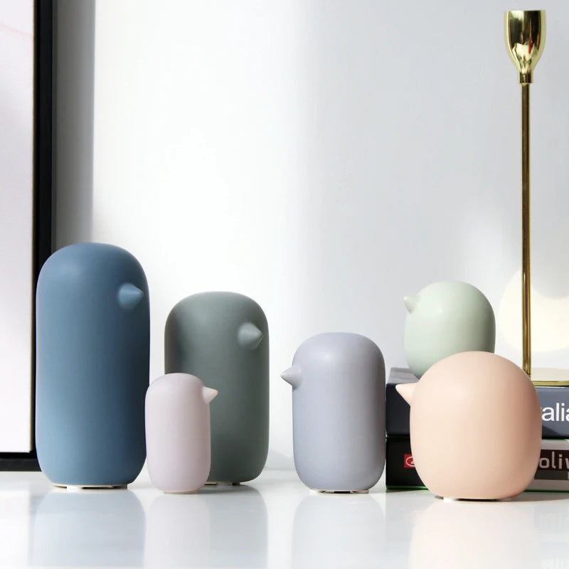 Minimalist Nordic bird ornaments, 6-piece set, featuring sleek, modern designs in neutral tones