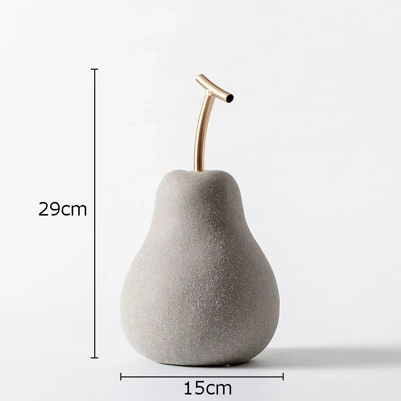 Minimalist Pear Fruit Decor - Elegant Ceramic Sculpture for Modern Home Decor