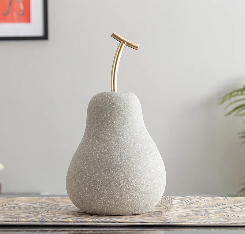 Minimalist Pear Fruit Decor - Elegant Ceramic Sculpture for Modern Home Decor