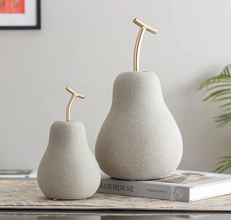 Minimalist Pear Fruit Decor - Elegant Ceramic Sculpture for Modern Home Decor