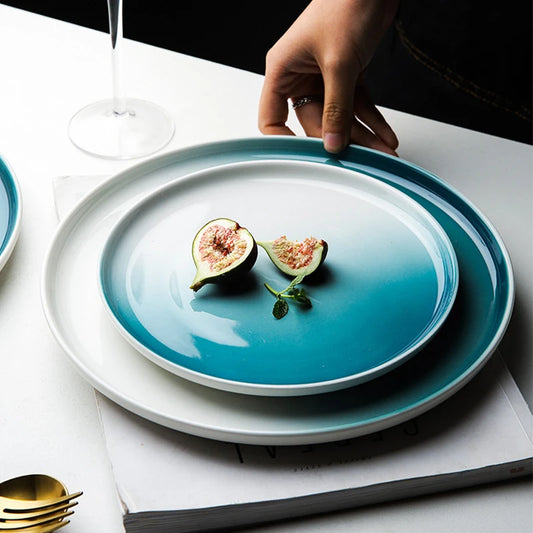 Elegant Nordic ceramic design dinner plate in minimalist style, perfect for modern dining settings