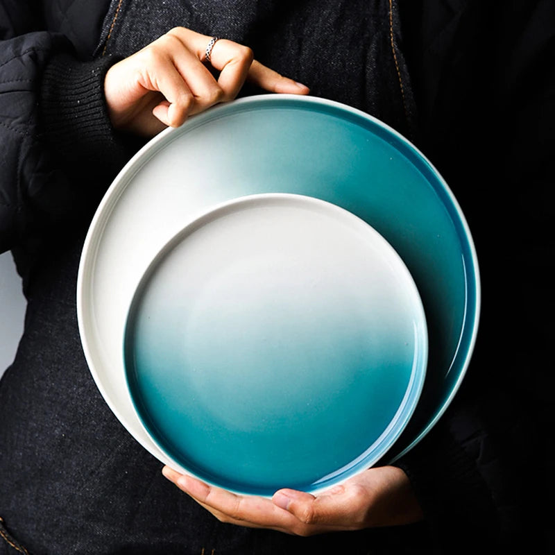 Elegant Nordic ceramic design dinner plate in minimalist style, perfect for modern dining settings