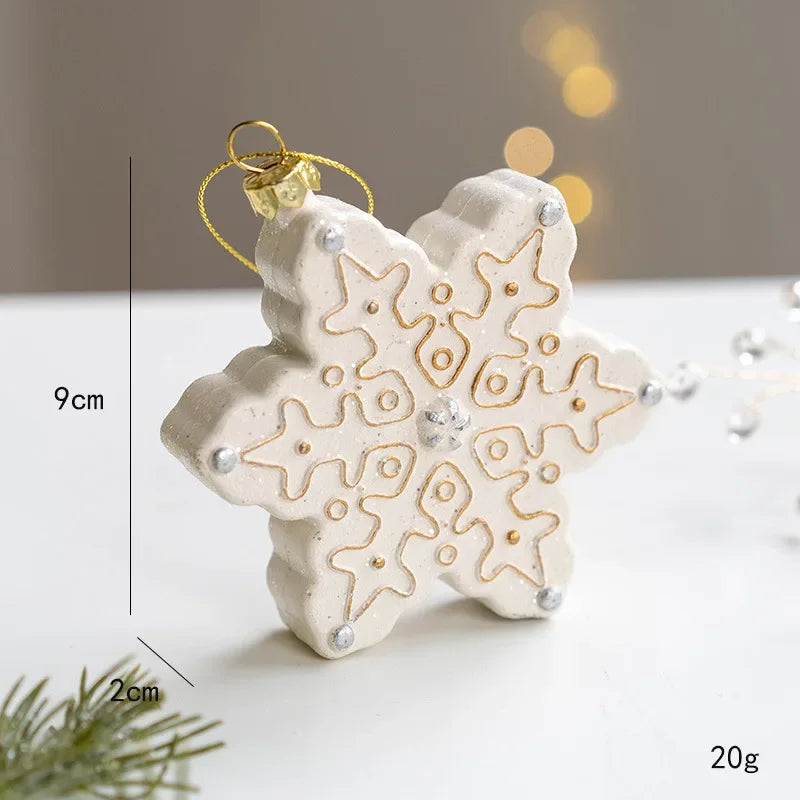 Nordic Christmas Charm Pendants in white and gold tones, featuring 10 designs such as a chimney house, polar bear, and soldier on horseback. Perfect for adding a rustic touch to festive holiday decor.