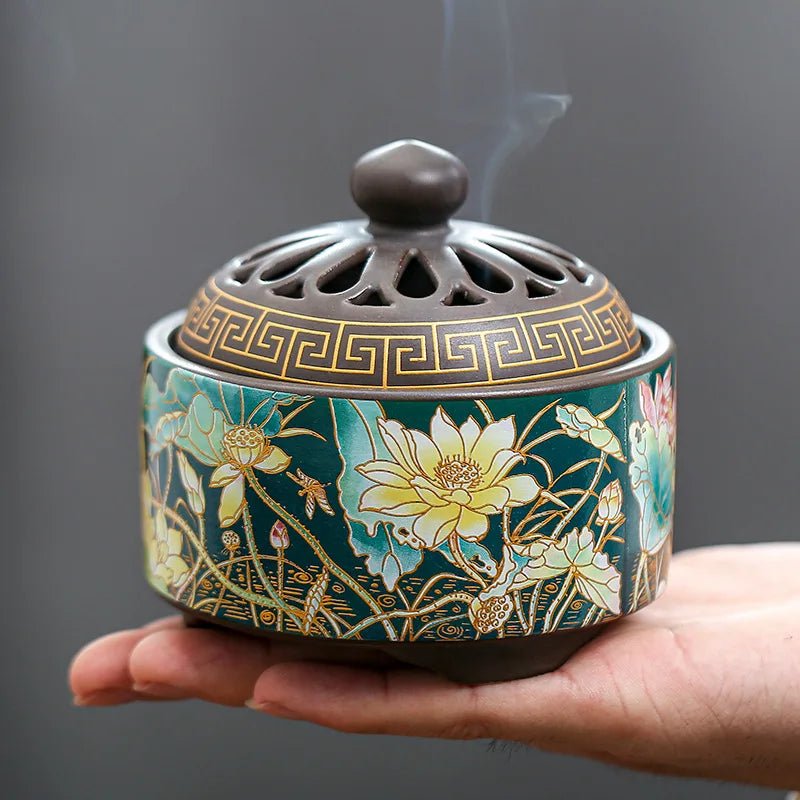 A beautifully crafted Oriental Harmony Incense Burner with intricate designs, perfect for creating a serene and aromatic atmosphere.