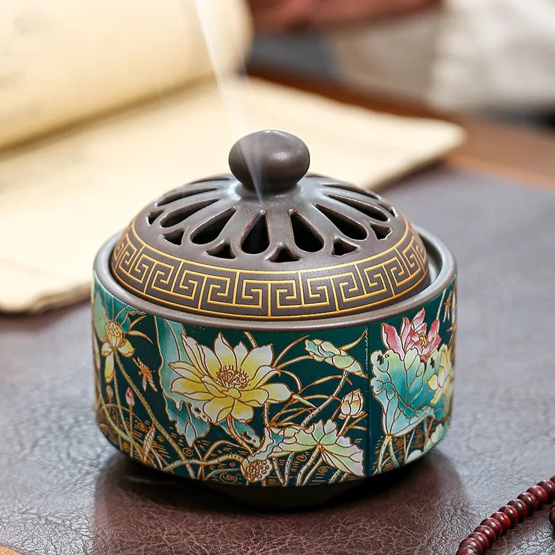 A beautifully crafted Oriental Harmony Incense Burner with intricate designs, perfect for creating a serene and aromatic atmosphere.