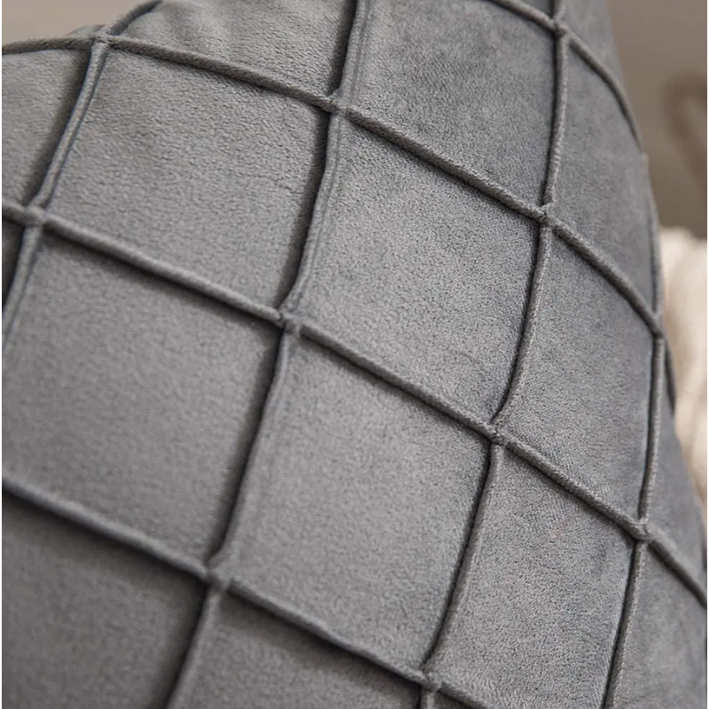 Pewter retro velvet cushion cover with diamond pattern – vintage luxe design, perfect for adding comfort and style to any space.