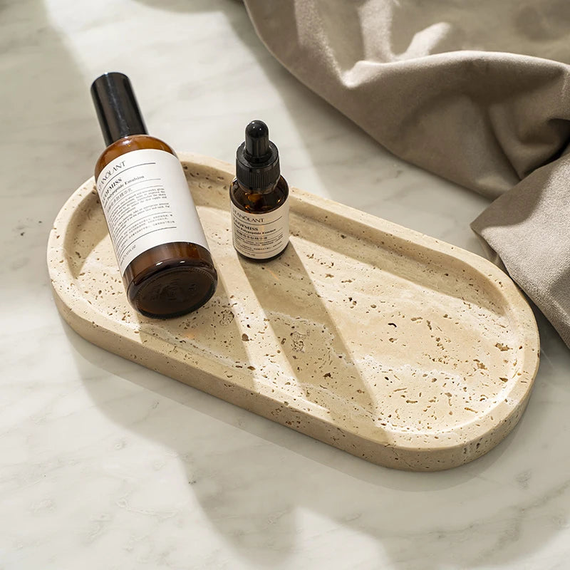 Luxurious Pure Marble Bathroom Tray - Elegant and Durable Bathroom Accessory for Organizing Essentials