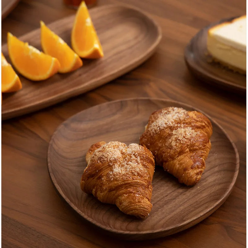 Rustic Charm Solid Wood Tray with a natural wood finish, perfect for serving snacks, desserts, or drinks. Available in multiple sizes, adding a cosy touch to any table setting.