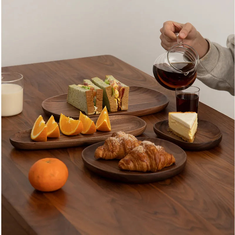 Rustic Charm Solid Wood Tray with a natural wood finish, perfect for serving snacks, desserts, or drinks. Available in multiple sizes, adding a cosy touch to any table setting.