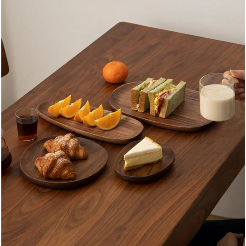 Rustic Charm Solid Wood Tray with a natural wood finish, perfect for serving snacks, desserts, or drinks. Available in multiple sizes, adding a cosy touch to any table setting.