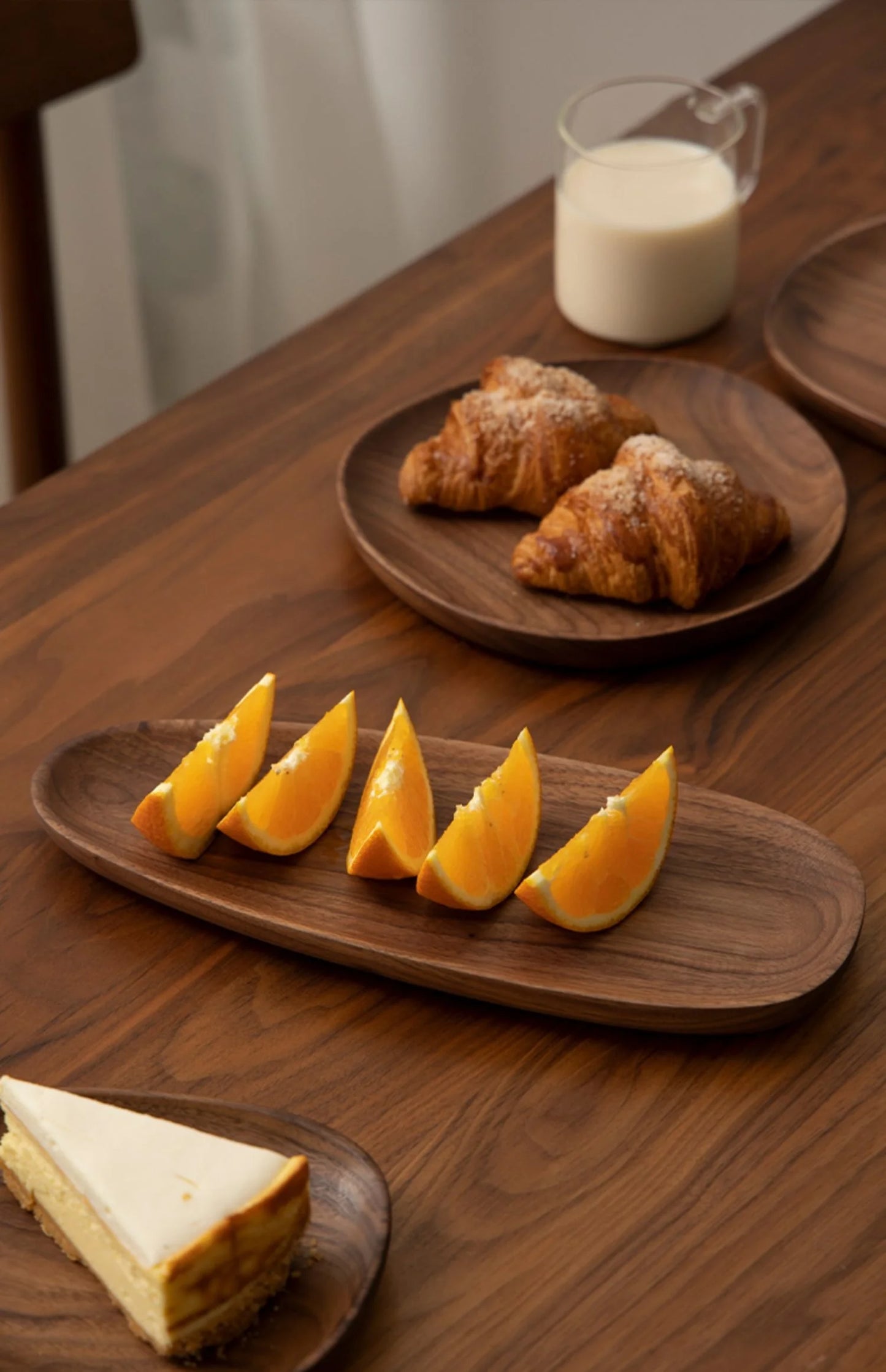 Rustic Charm Solid Wood Tray with a natural wood finish, perfect for serving snacks, desserts, or drinks. Available in multiple sizes, adding a cosy touch to any table setting.