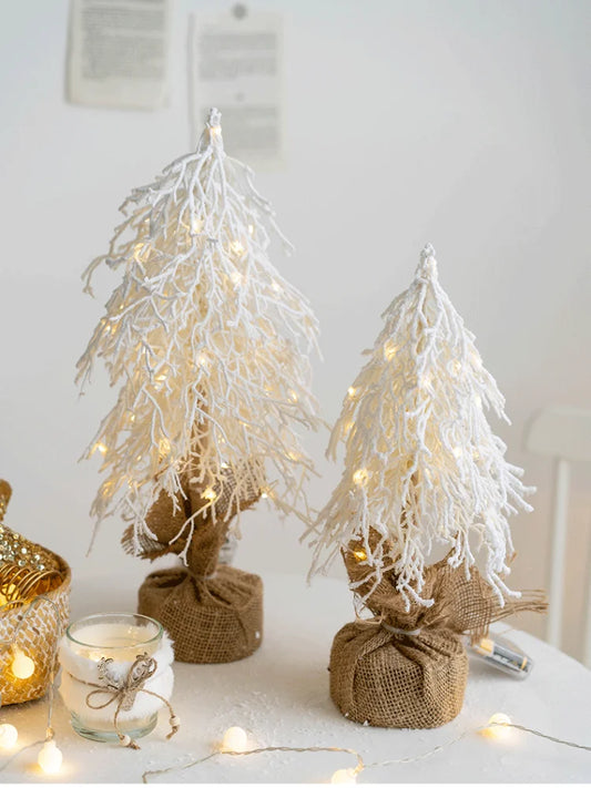 Rustic Mini Christmas Tree Ornaments available in White Tree and Brown Twig Tree designs, in small and large sizes. Perfect for adding a cosy, festive touch to holiday decor with natural and rustic charm.