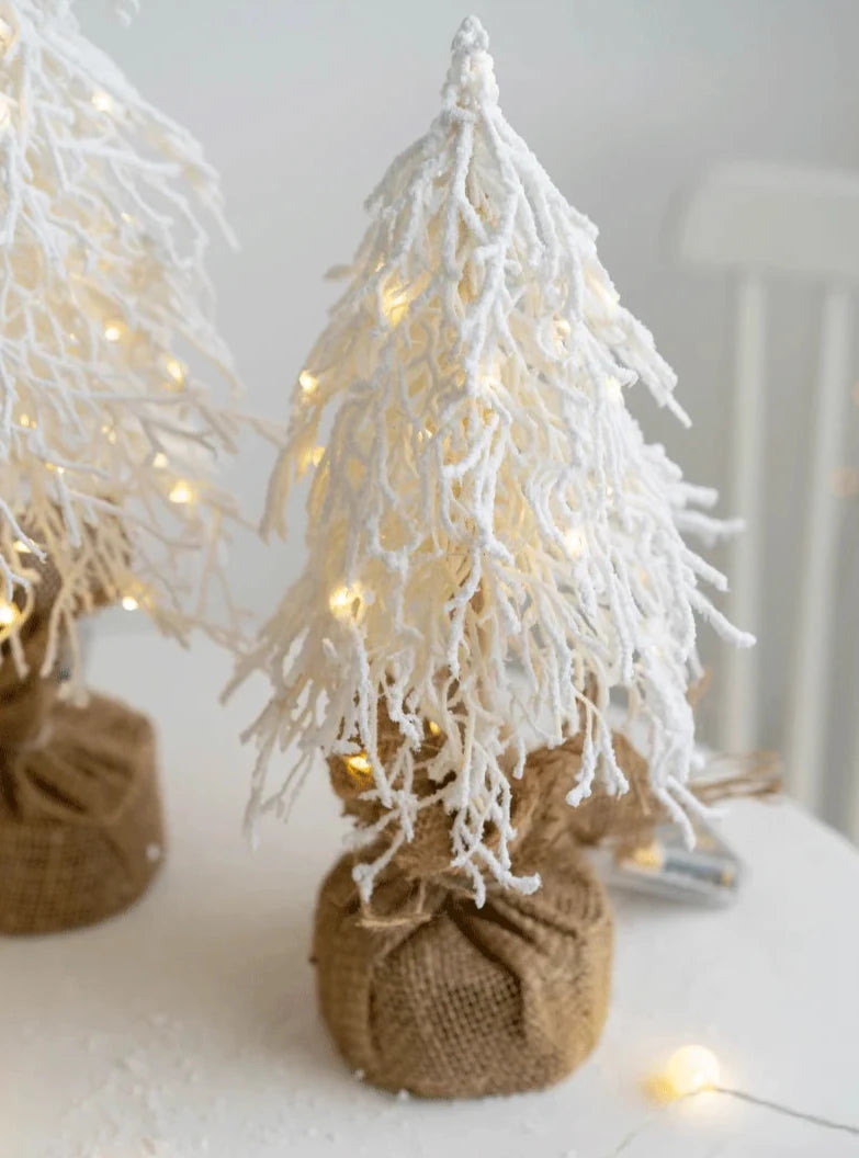 Rustic Mini Christmas Tree Ornaments available in White Tree and Brown Twig Tree designs, in small and large sizes. Perfect for adding a cosy, festive touch to holiday decor with natural and rustic charm.