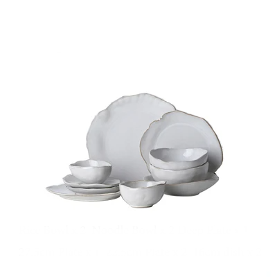 Stone-Inspired Design Tableware Set with white background