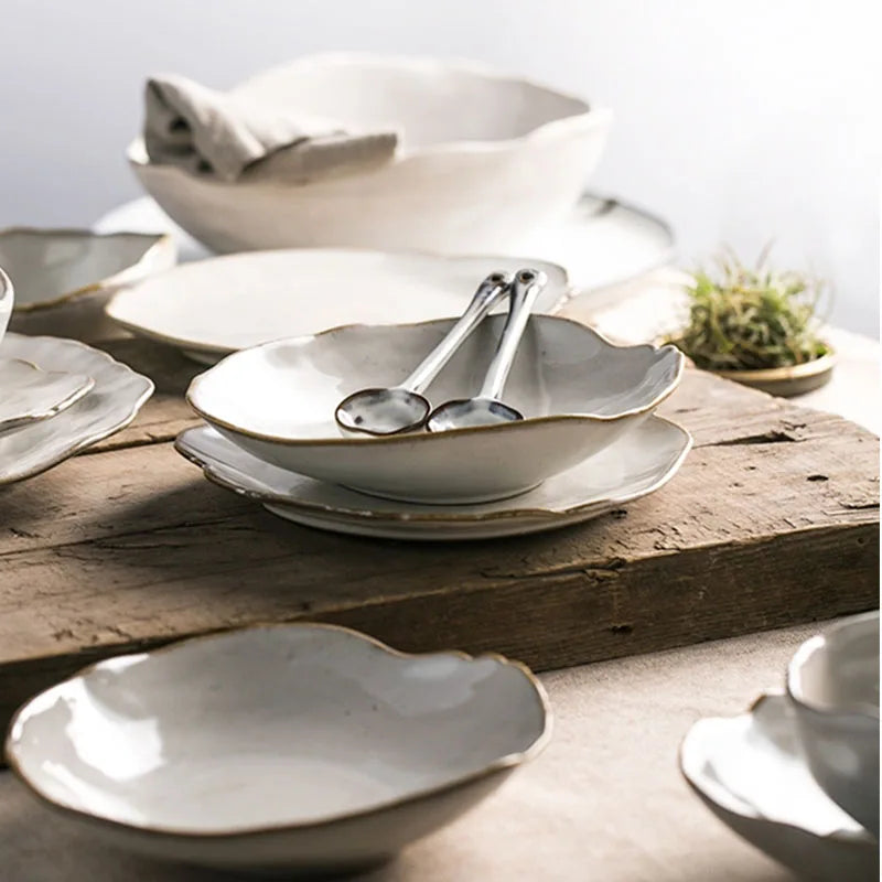 Stone-Inspired Design Tableware Set on Dining Table